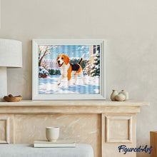 Afbeelding in Gallery-weergave laden, Diamond Painting - Beagle in de sneeuw