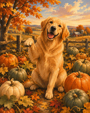 Afbeelding in Gallery-weergave laden, Diamond Painting - Golden Retriever in het Pompoenenveld