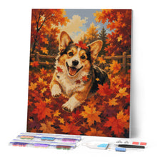Afbeelding in Gallery-weergave laden, Diamond Painting - Vrolijke Corgi in Herfstbladeren