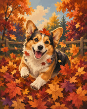 Afbeelding in Gallery-weergave laden, Diamond Painting - Vrolijke Corgi in Herfstbladeren