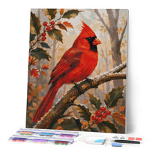 Afbeelding in Gallery-weergave laden, Diamond Painting - Rode Kardinaal op een Berijpte Tak