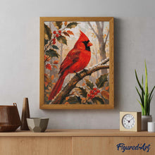 Afbeelding in Gallery-weergave laden, Diamond Painting - Rode Kardinaal op een Berijpte Tak