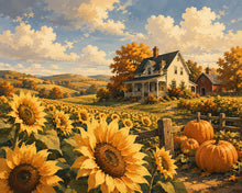 Afbeelding in Gallery-weergave laden, Diamond Painting - Zonnebloemenveld en Witte Boerderij