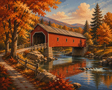 Afbeelding in Gallery-weergave laden, Diamond Painting - Overdekte Brug in de Herfst
