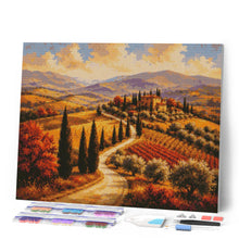 Afbeelding in Gallery-weergave laden, Diamond Painting - Toscaanse Heuvels met Cipressen