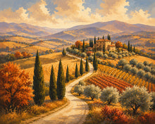 Afbeelding in Gallery-weergave laden, Diamond Painting - Toscaanse Heuvels met Cipressen