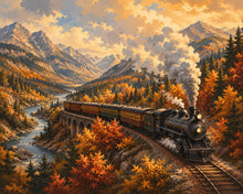 Afbeelding in Gallery-weergave laden, Diamond Painting - Stoomtrein door een Herfstdal