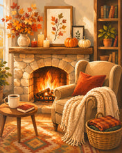 Afbeelding in Gallery-weergave laden, Diamond Painting - Gezellige Haard met Gebreide Deken