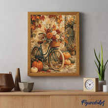Afbeelding in Gallery-weergave laden, Diamond Painting - Bloemfiets met Pompoenen
