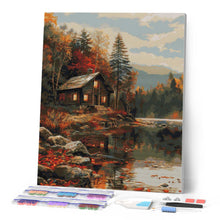 Afbeelding in Gallery-weergave laden, Diamond Painting - Gezellige Hut aan het Herfstmeer