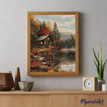 Afbeelding in Gallery-weergave laden, Diamond Painting - Gezellige Hut aan het Herfstmeer