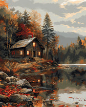 Afbeelding in Gallery-weergave laden, Diamond Painting - Gezellige Hut aan het Herfstmeer