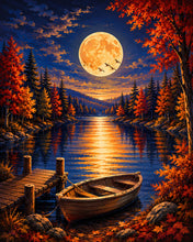 Afbeelding in Gallery-weergave laden, Diamond Painting - Harvest Moon boven het Meer