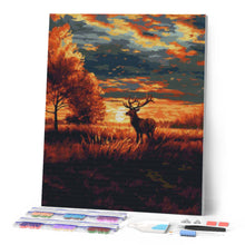 Afbeelding in Gallery-weergave laden, Diamond Painting - Majestueus Hert bij Herfstzonondergang