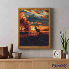Afbeelding in Gallery-weergave laden, Diamond Painting - Majestueus Hert bij Herfstzonondergang