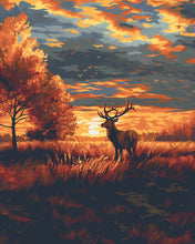 Afbeelding in Gallery-weergave laden, Diamond Painting - Majestueus Hert bij Herfstzonondergang