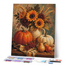Afbeelding in Gallery-weergave laden, Diamond Painting - Stilleven met Pompoen en Zonnebloem