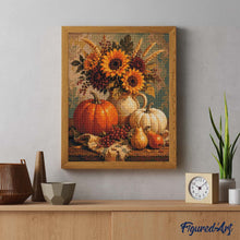 Afbeelding in Gallery-weergave laden, Diamond Painting - Stilleven met Pompoen en Zonnebloem