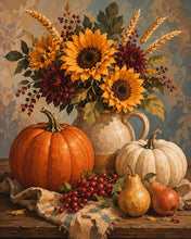 Afbeelding in Gallery-weergave laden, Diamond Painting - Stilleven met Pompoen en Zonnebloem