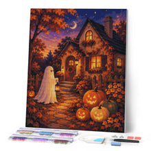 Afbeelding in Gallery-weergave laden, Diamond Painting - Vriendelijk spook bij het Pompoenhuisje