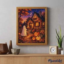 Afbeelding in Gallery-weergave laden, Diamond Painting - Vriendelijk spook bij het Pompoenhuisje