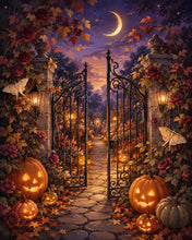 Afbeelding in Gallery-weergave laden, Diamond Painting - Betoverend tuinhek met Halloween-pompoenen