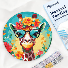 Afbeelding in Gallery-weergave laden, Diamond Painting op Houten Schijf - Fantasie giraffe en bloemen