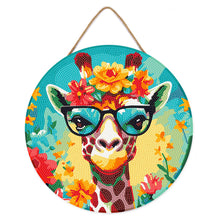 Afbeelding in Gallery-weergave laden, Diamond Painting op Houten Schijf - Fantasie giraffe en bloemen