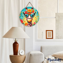 Afbeelding in Gallery-weergave laden, Diamond Painting op Houten Schijf - Fantasie giraffe en bloemen