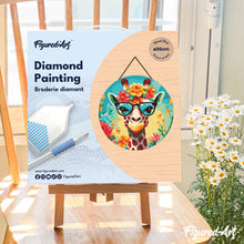 Afbeelding in Gallery-weergave laden, Diamond Painting op Houten Schijf - Fantasie giraffe en bloemen