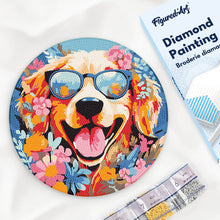 Afbeelding in Gallery-weergave laden, Diamond Painting op Houten Schijf - Fantasie hond en bloemen