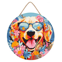 Afbeelding in Gallery-weergave laden, Diamond Painting op Houten Schijf - Fantasie hond en bloemen