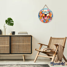 Afbeelding in Gallery-weergave laden, Diamond Painting op Houten Schijf - Fantasie hond en bloemen