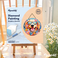 Afbeelding in Gallery-weergave laden, Diamond Painting op Houten Schijf - Fantasie hond en bloemen