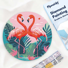Afbeelding in Gallery-weergave laden, Diamond Painting op Houten Schijf - Tropische Flamingo's