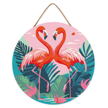Afbeelding in Gallery-weergave laden, Diamond Painting op Houten Schijf - Tropische Flamingo's