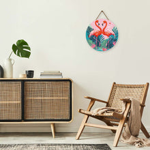 Afbeelding in Gallery-weergave laden, Diamond Painting op Houten Schijf - Tropische Flamingo's