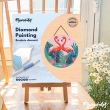Afbeelding in Gallery-weergave laden, Diamond Painting op Houten Schijf - Tropische Flamingo's