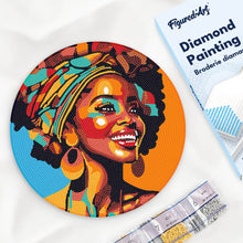 Afbeelding in Gallery-weergave laden, Diamond Painting op Houten Schijf - Afrikaanse Koningin Pop Art