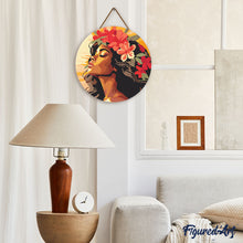 Afbeelding in Gallery-weergave laden, Diamond Painting op Houten Schijf - Bloemenvrouw
