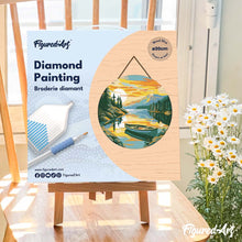 Afbeelding in Gallery-weergave laden, Diamond Painting op Houten Schijf - Bergmeer met kano