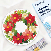 Afbeelding in Gallery-weergave laden, Diamond Painting op Houten Schijf - Bloemige kerstkrans