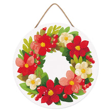 Afbeelding in Gallery-weergave laden, Diamond Painting op Houten Schijf - Bloemige kerstkrans