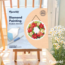 Afbeelding in Gallery-weergave laden, Diamond Painting op Houten Schijf - Bloemige kerstkrans