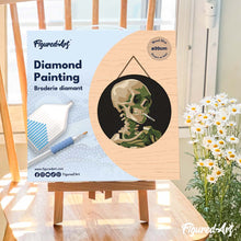 Afbeelding in Gallery-weergave laden, Diamond Painting op Houten Schijf - Van Gogh - Kop van een skelet met brandende sigaret