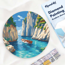Afbeelding in Gallery-weergave laden, Diamond Painting op Houten Schijf - Rustige Blauwe Inham