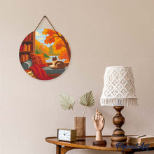 Afbeelding in Gallery-weergave laden, Diamond Painting op Houten Schijf - Herfstzicht van de kat
