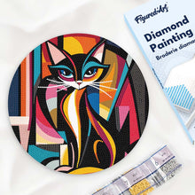 Afbeelding in Gallery-weergave laden, Diamond Painting op Houten Schijf - Gedurfd Abstract Kat
