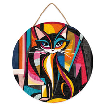 Afbeelding in Gallery-weergave laden, Diamond Painting op Houten Schijf - Gedurfd Abstract Kat