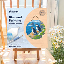 Afbeelding in Gallery-weergave laden, Diamond Painting op Houten Schijf - Papegaaiduiker bij de oceaankliffen